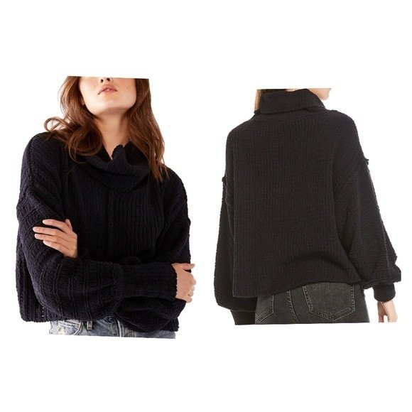 NWT Free People Be Yours Funnel Neck Sweater: Size S : Black - Picture 1 of 5